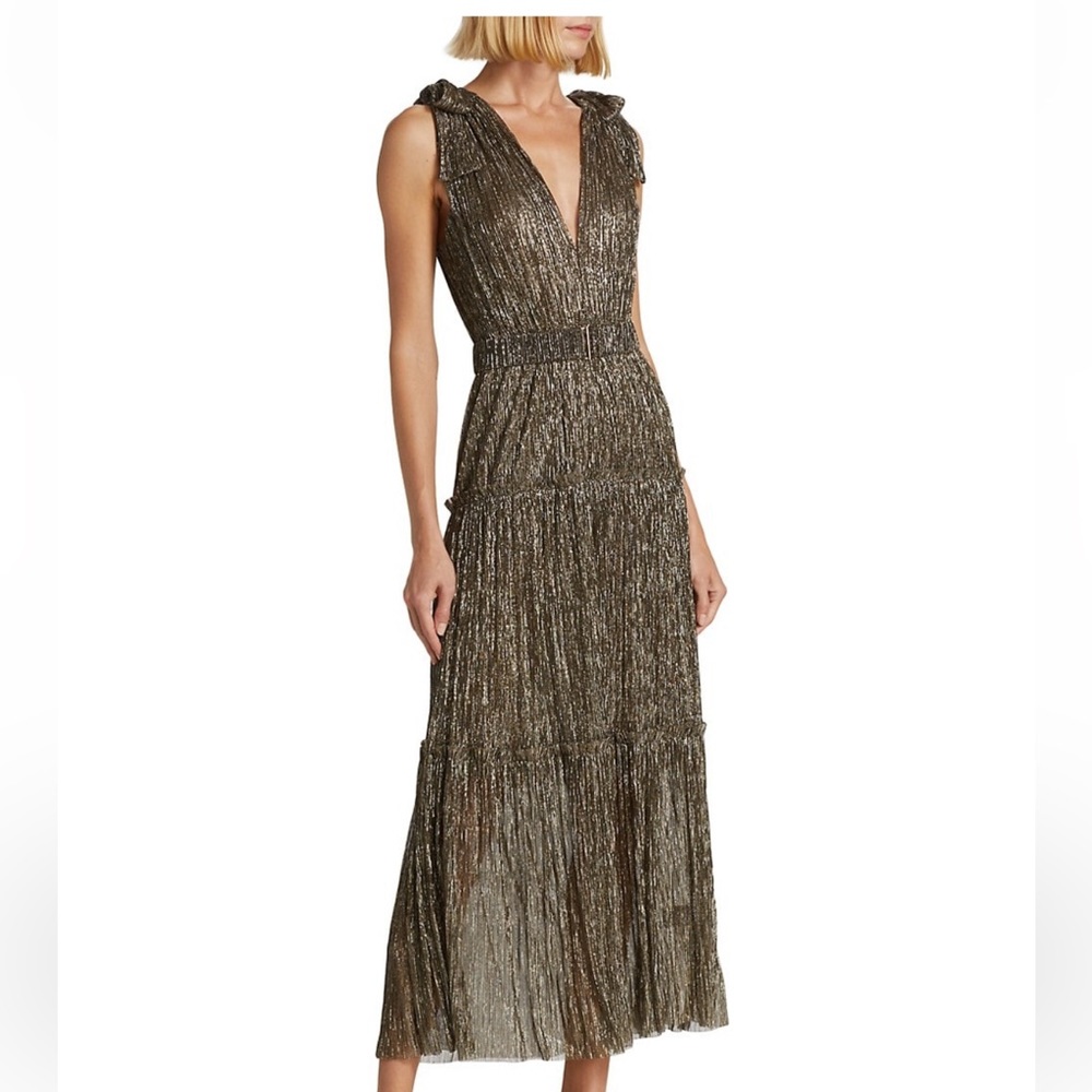 Sabina Musayev Helena Metallic Tiered Maxi Dress